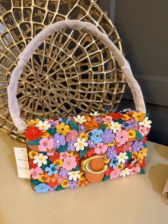 Coach Tabby Shoulder Bag 26 Floral Appliqué Nappa Leather CDZ35 - Picture 1 of 17